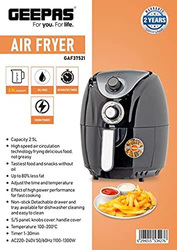 Geepas 2.5L Air Fryer with Rapid Air Circulation System, 1300W, Gaf37521, Black