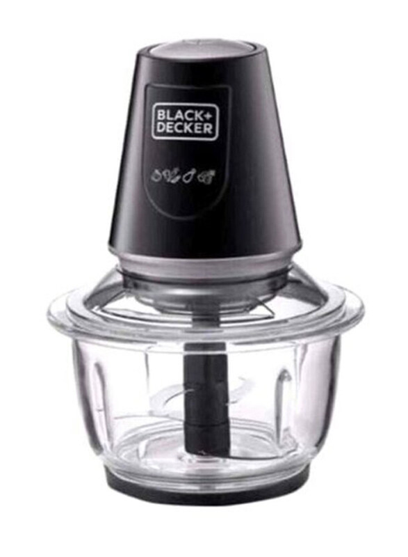 Black+Decker 1.2L Quad Blade Chopper, 400W, GC400-B5, Grey/Clear