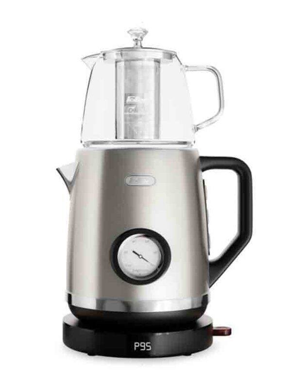 Feller 1.7L Germany Retro Style 2-in-1 Stainless Steel Body Tea Maker Kettle, 2200W, TS290, Silver