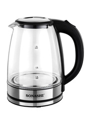 Sonashi 1.8L Cordless Glass Kettle with Safety Lock Lid, SKT-1809, Multicolour