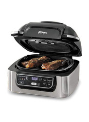 Nutri Ninja 5-in-1 Indoor Electric Grill with 4 Quart Air Fryer, 1760W, AG301, Silver