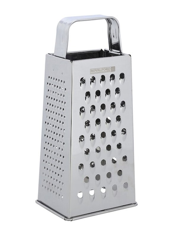 

Royalford 9-Inch Stainless Steel 4 Side Grater Slice And Zest Sharp Blade with Easy Grip Handle, Silver