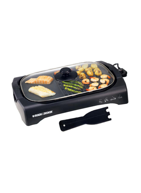 Black+Decker Grill With Glass Lid, 2200W, LGM70-B5, Black