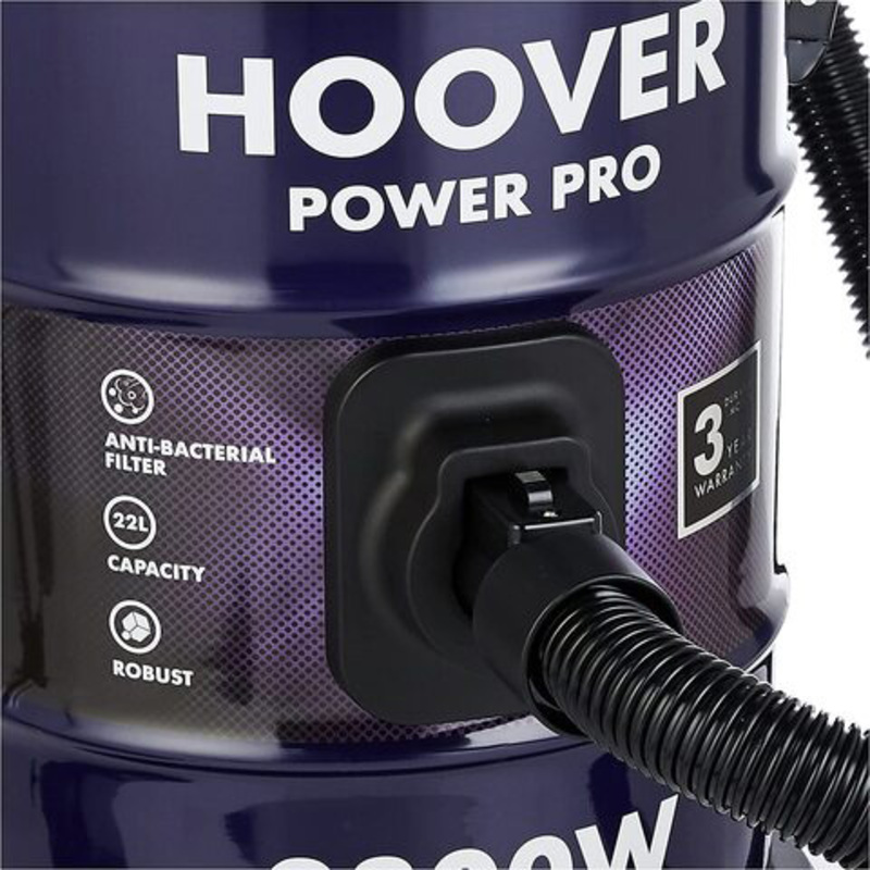 Hoover Power Pro Tank Vac Vacuum Cleaner, 22L, 2300W, Ht85-T3-Me, Purple
