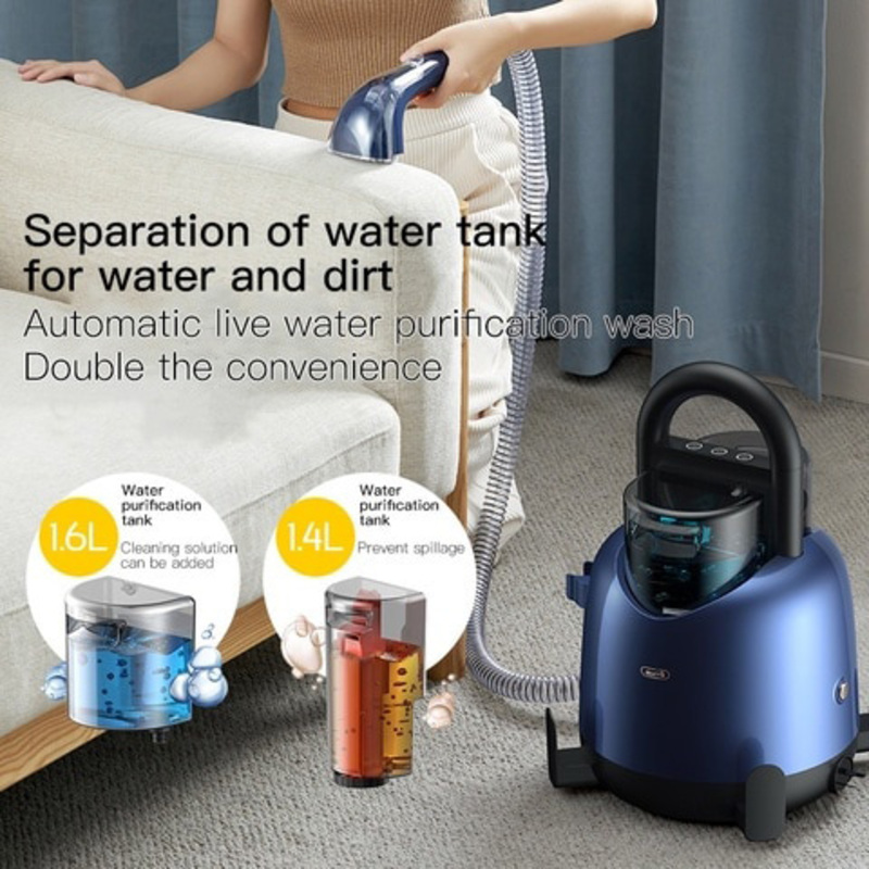 Deerma Fabric Wet & Dry Vacuum Cleaner with Hot Rinsing Spray, 1.6L, 850W, BY200, Blue