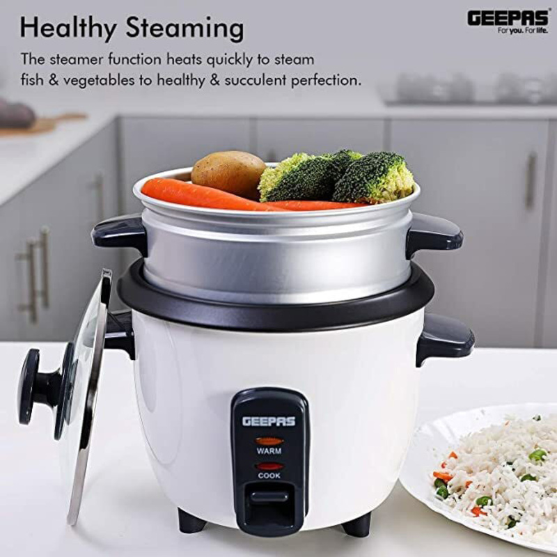 Geepas 0.6L Electric Rice Cooker, White
