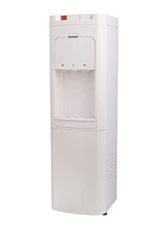 Sharp Top Loading Water Dispenser with Safety Lock Three Tap Design for Hot, Cold & Normal Temperature, SWD-E3TLC-WH3, White