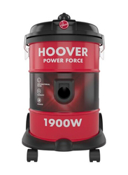 Hoover 1900W Power Force Drum Vacuum Cleaner, 18L HT87-T1-ME, Red