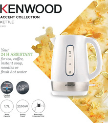 Kenwood 1.7L Cordless Electric Kettle, 2200W, ZJP01.A0WH, White/Silver