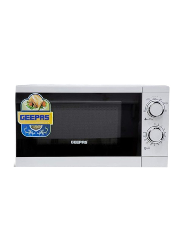 Geepas 20L 6 Power Levels and a Timer Solo Microwave Oven, 1200W, GMO1894, White