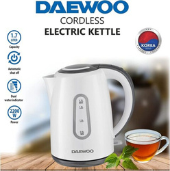 Daewoo 1.7L Korean Technology Electric Kettle, 2200W, DEK8806, White/Grey