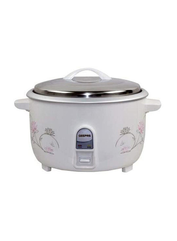 Geepas Electric Rice Cooker, GRC4322, White/Silver
