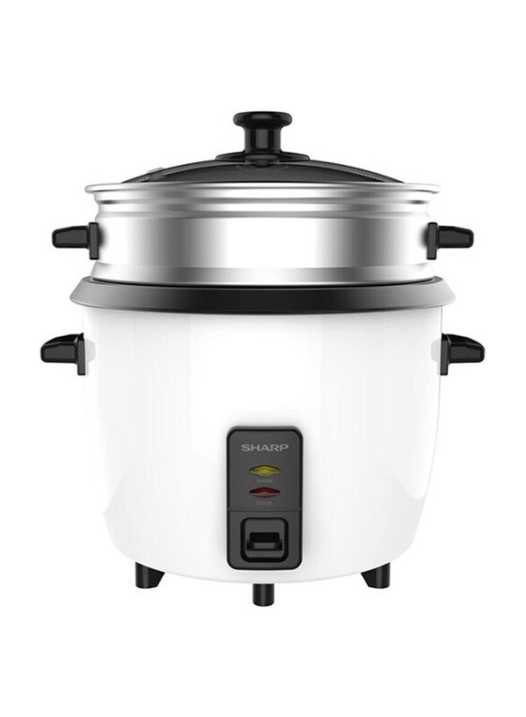 Sharp 1.8L 10 Cups 2-In-1 Non-Stick Rice Cooker & Food Steamer with Warm Function, 700W, KS-H188G-W3, Multicolour