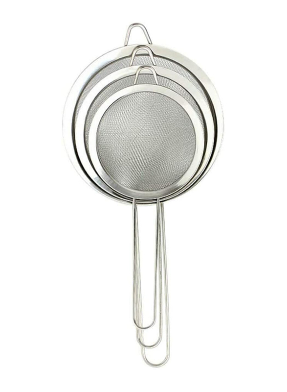 3-Piece Mesh Stainless Steel Strainers Hand Oil Spoon, Silver