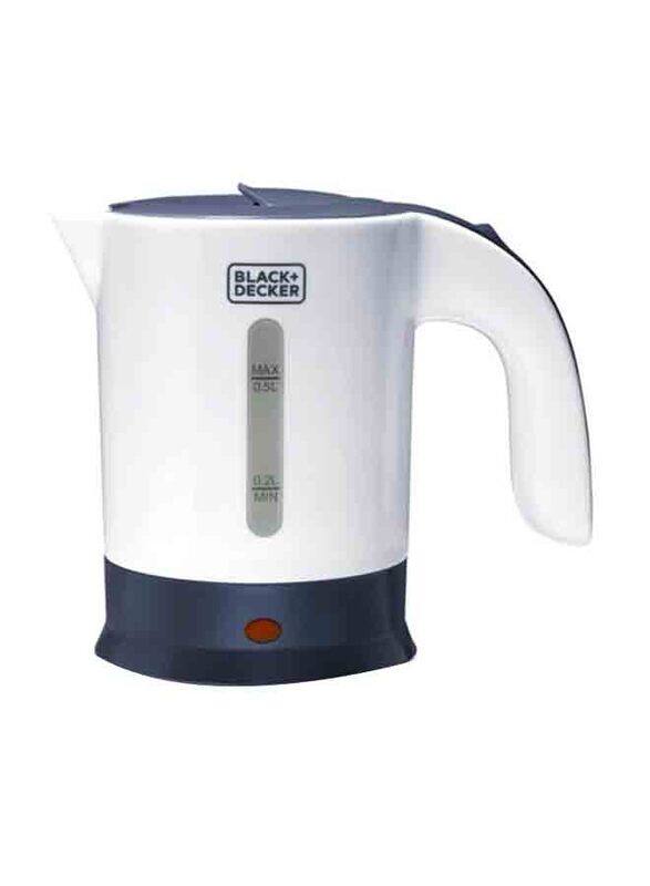 Black+Decker Plastic Travel Kettle, 650W, TR250JA-B5, White