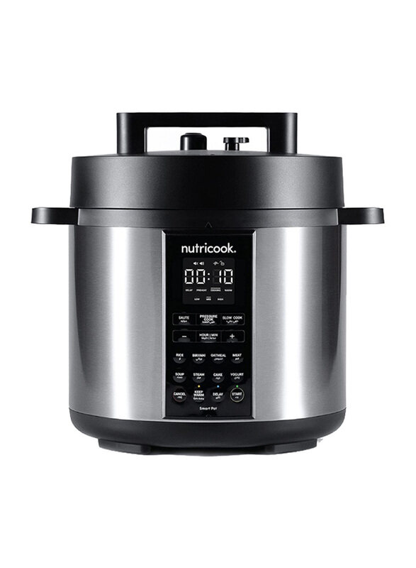 

Nutricook 6L Smart Pot 2 9-in-1 Electric Pressure Cooker, 1000W, SP204A, Silver/Black