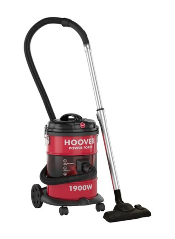 Hoover 1900W Power Force Drum Vacuum Cleaner, 18L HT87-T1-ME, Red