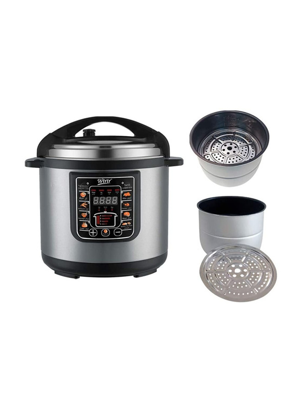 Wtrtr 7L Stainless Steel Electric Pressure Cooker, 1000W, Silver/Black