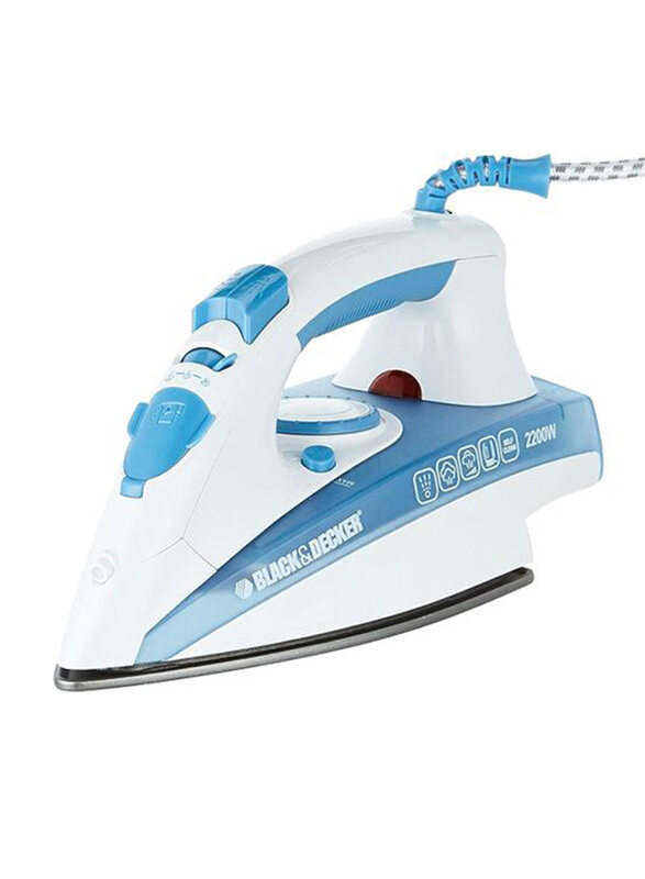 Black+Decker Steam Iron with Non-Stick Soleplate & Spray Function, 2200W, X2000-B5, Blue