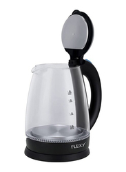 Flexy 1.8L Glass Body Electric Cordless Kettle with 360 Swivel Base, 1500W, Clear/Black