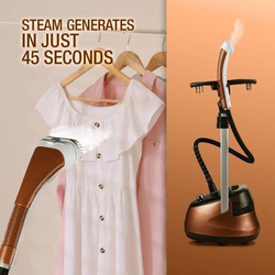 Clikon 2.2 Ltr Garment Steamer with Height Adjustable Ironing Board, 2000W, CK4036, Brown