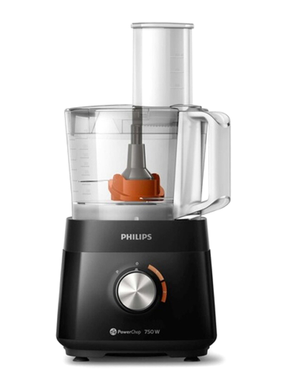 Philips 1.5L Powerchop Daily Collection Compact Food Processor, 750W, HR7302, Black
