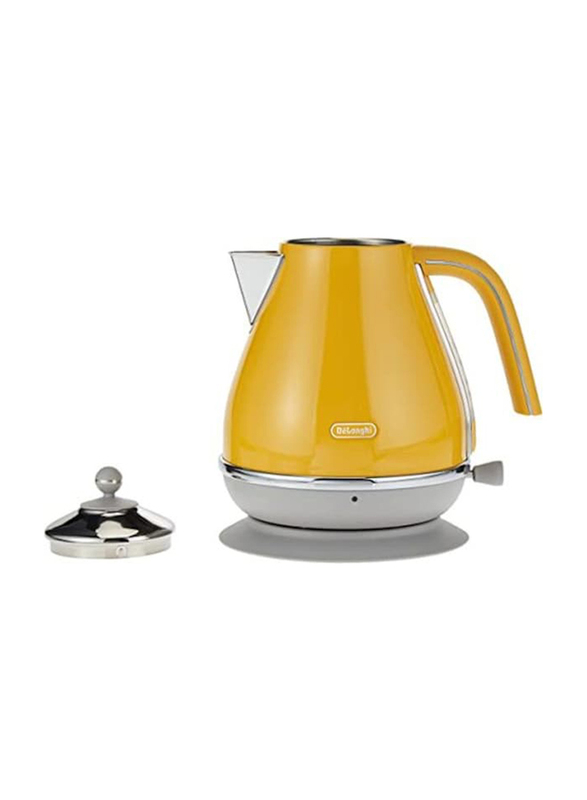 Delonghi 1.7L Premium Stainless Steel Icona Capitals Vintage Style Kettle, Yellow
