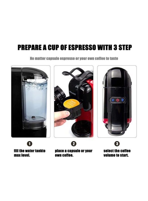 Sonashi 600ml 3-In-1 Multi-Function Espresso Coffee Machine, SCM-4969, Red