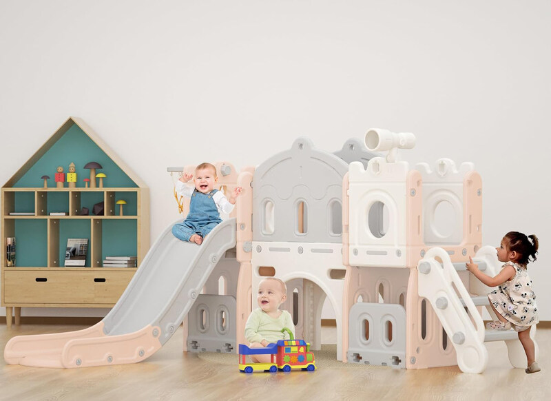 

Generic 7 in 1 Toddler Slide Set, Pink/White