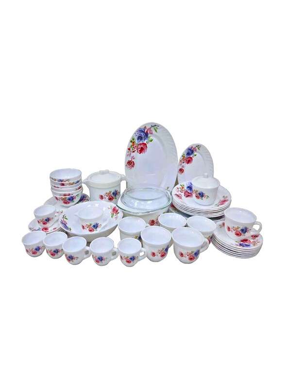 

Generic 58-Piece Floral Venice Italy Melamine Dinner Set, White