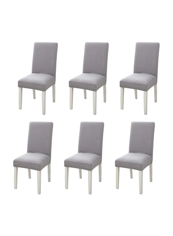 

Generic Fabric Dining Chair Covers Set, 6 Pieces, Light Grey
