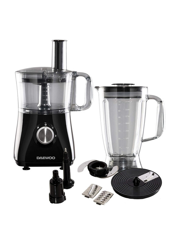 

Daewoo Plastic Compact Food Processor with 2L Bowl and 1.8L Blender Jug, 750W, SDA2100, Black