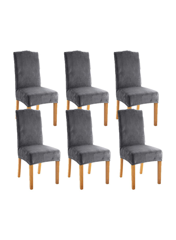 

D&d Velvet Dining Chair Covers Set, 6 Pieces, Grey