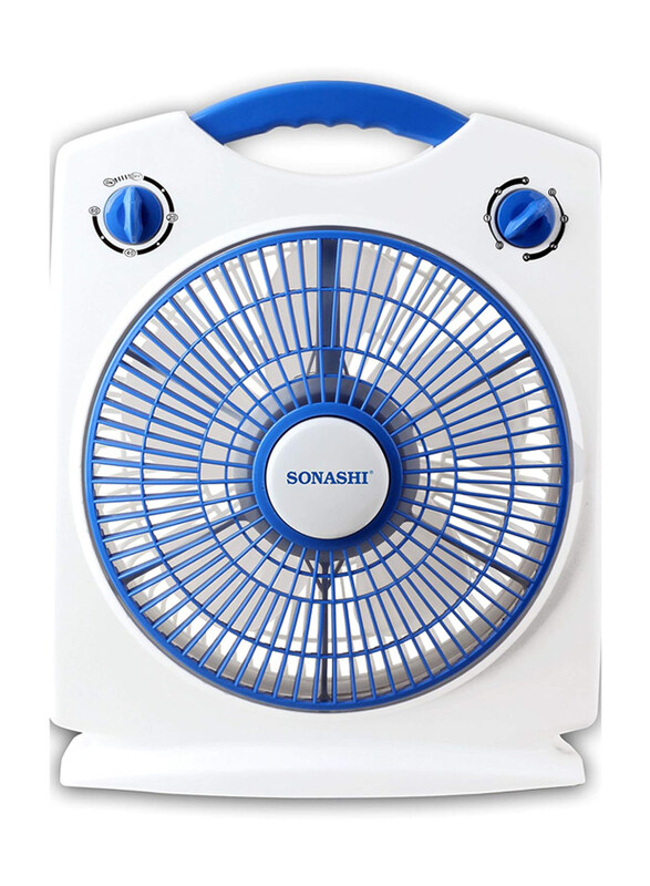 

Sonashi 10-inch Box Fan, SBF-7030, White/Blue