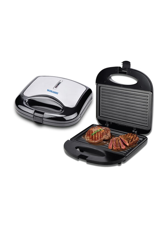 

Sonashi 2 Slice Non-Stick Sandwich Grill/Maker, SGT-853N, Black/Silver