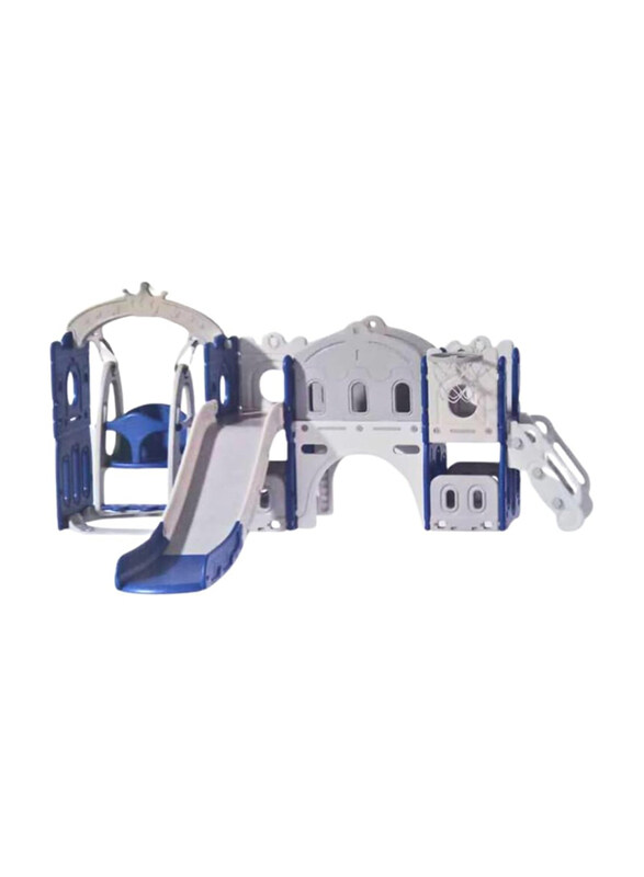 

Generic 7-in-1 Toddler Kids Slides with Climber, White/Blue