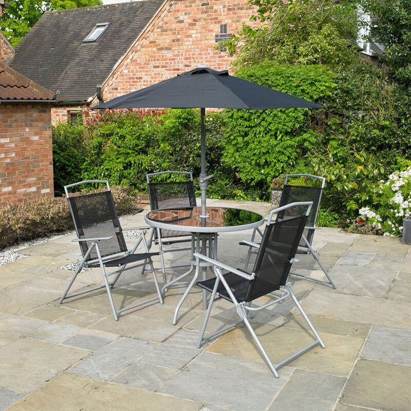 

Kingfisher 4-Seater Deluxe Garden Furniture Patio Set, 6 Pieces, FS6DL, Black