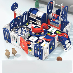 Playpen Swing Slide Rocking Horse Basketball Hoop Ball Pit and Storage Cabinet for Kids