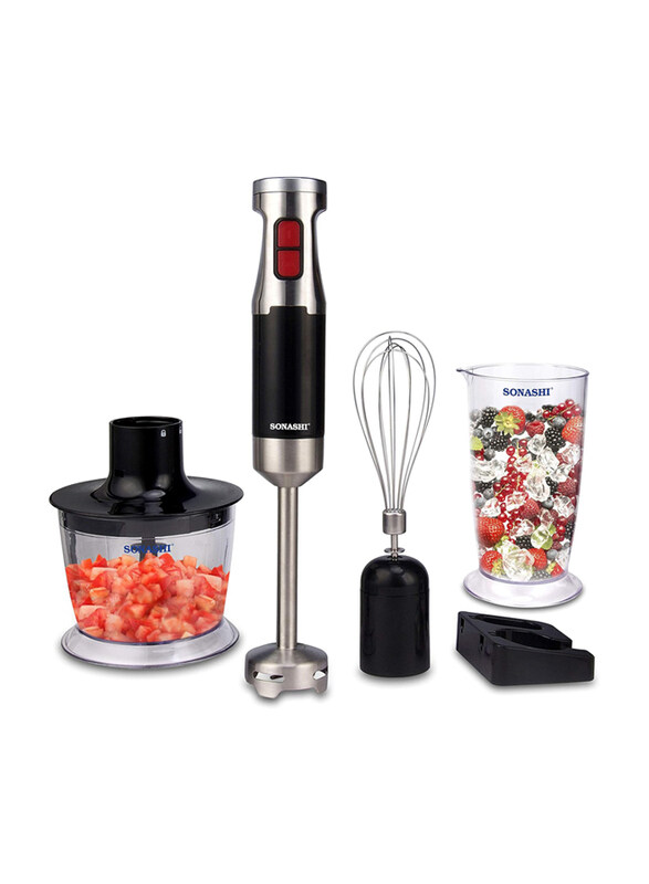 

Sonashi 4-in-1 Hand Blender Chopper, 700ml Jar, 600W, SHB-179JBCW, Black