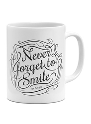 RKN 11oz Never Forget To Smile Ceramic Coffee & Tea Mug, RKN5045, White
