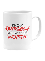 RKN 11oz Know Yourself Know Your Worth Ceramic Coffee & Tea Mug, RKN5042, White