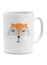 RKN 11oz Cute Cartoonist Fire Fox Face Ceramic Coffee & Tea Mug, RKN5007, White