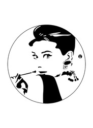 RKN Audrey Hepburn Round Mouse Pad, Black/White