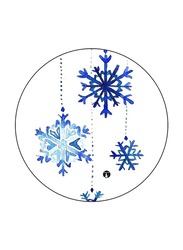 RKN Snow Flakes Round Mouse Pad, Blue/White