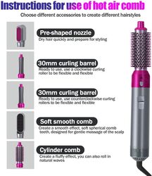 Premium Quality Hair Dryer Brush 5 in 1 Hair Styler Hot Air Brush Airwrap Styler Negative Ion Comb for Straigntening Curling Hair Styling Appliances with 5 Interchangeable Brushes