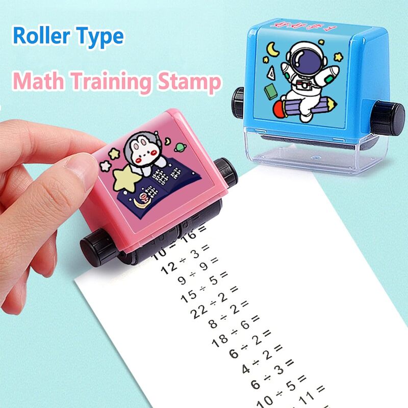 Pack of 2 Roller Digital Teaching Stamps - Educational Math Toy for 100 Multiplication & Division Practice With 2 Ink Bottles