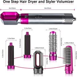 Premium Quality Hair Dryer Brush 5 in 1 Hair Styler Hot Air Brush Airwrap Styler Negative Ion Comb for Straigntening Curling Hair Styling Appliances with 5 Interchangeable Brushes