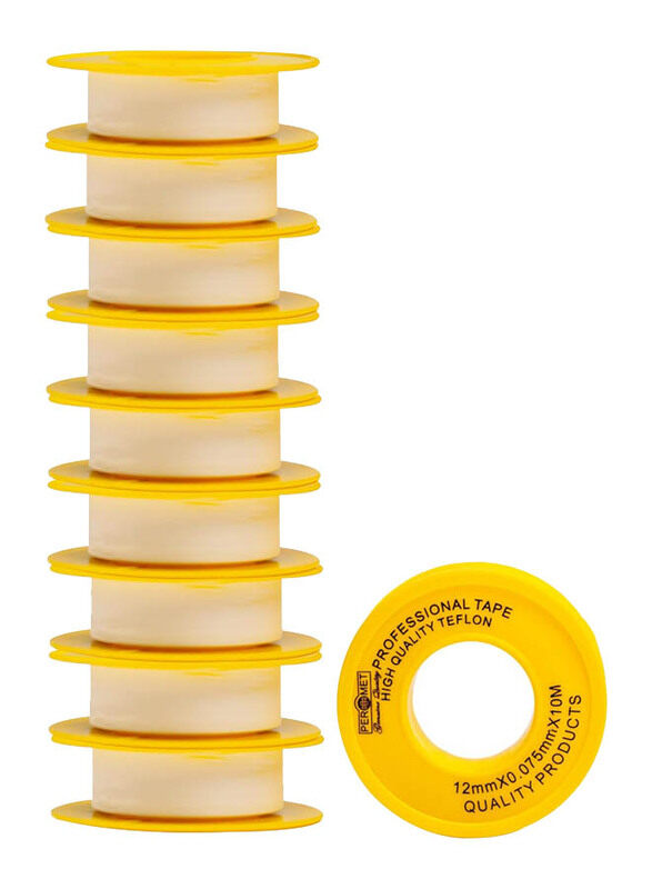 

Peromet 10-Piece PTFE Teflon Tape Set, 12mm x 0.075mm x 8m, White