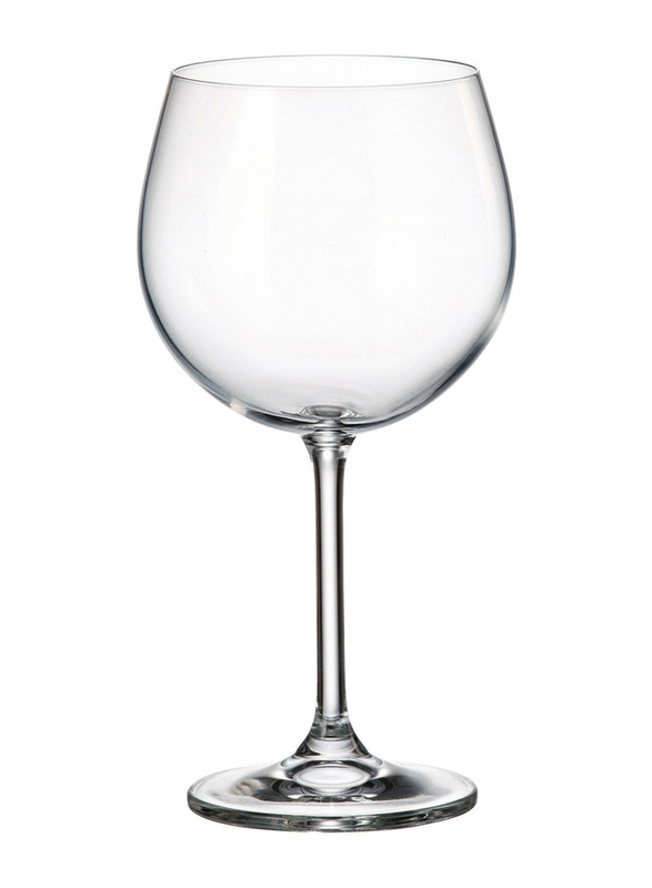 Crystal Bohemia 570ml 6-Piece Set Colibri Red Wine Glasses, Clear