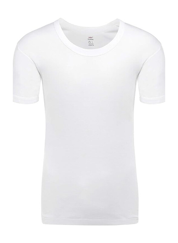 

Lux Premium Pure Cotton Round Neck T-Shirt for Men, 3 Pieces, X Large, White